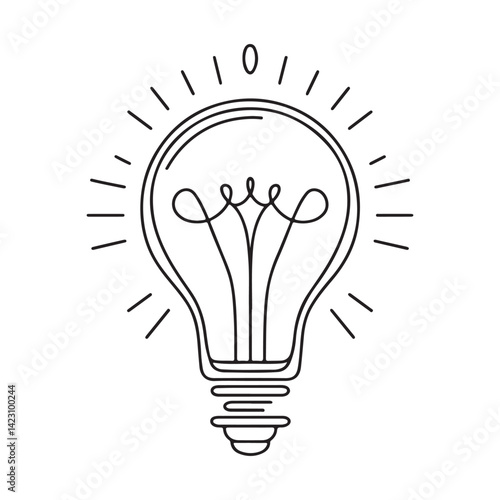 Creative Light Bulb Silhouette Line Art Concept Design Idea