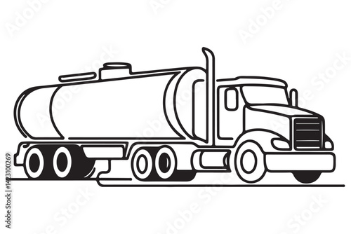 Fuel Truck Silhouette Line Art Transport and Delivery Services