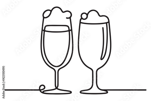 Minimalist Beer Glass Silhouette Line Art for Brewery Promotion