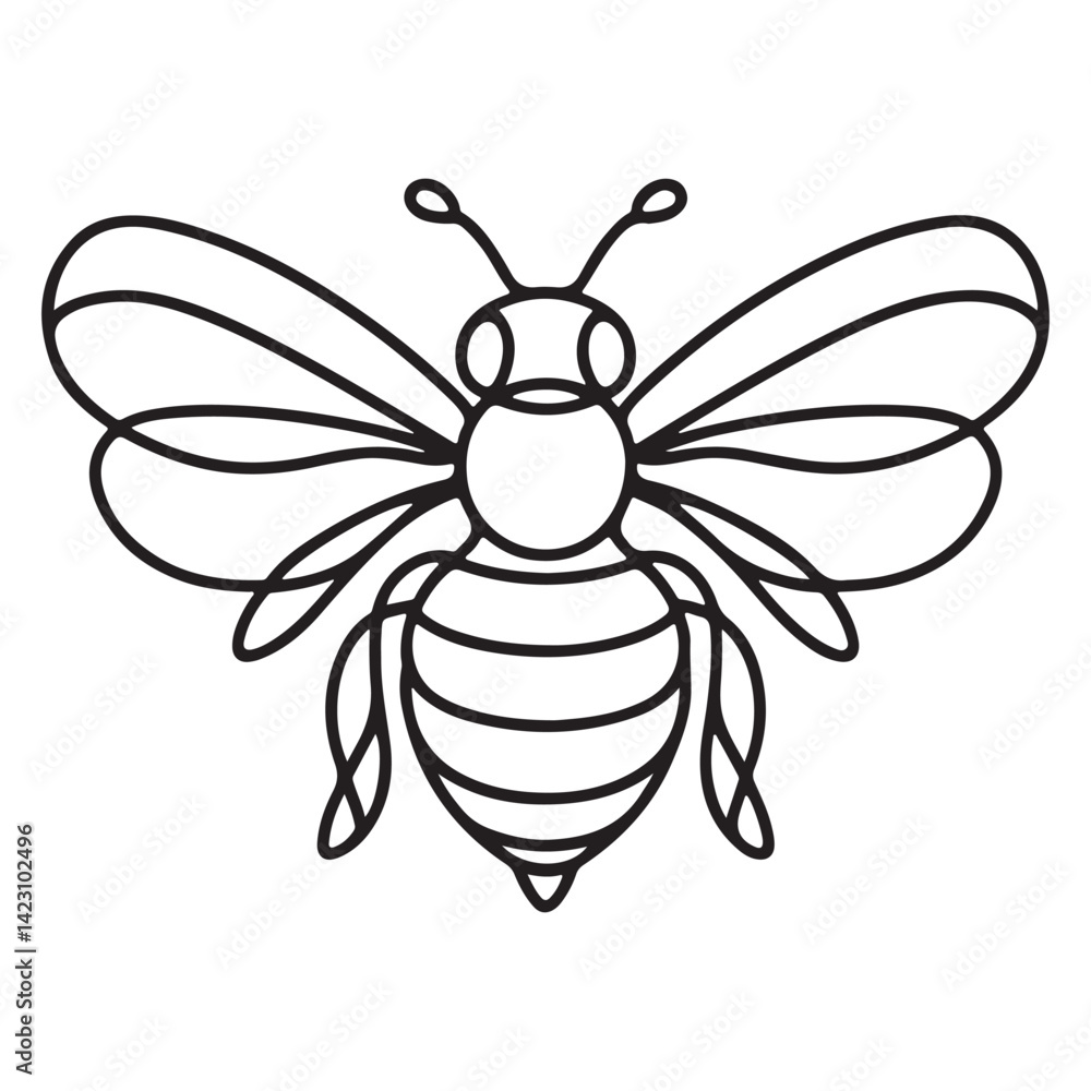 Detailed Bee Line Art Design Perfect for Logos and Branding Detailed Bee Line Art Design Perfect for Logos and Branding