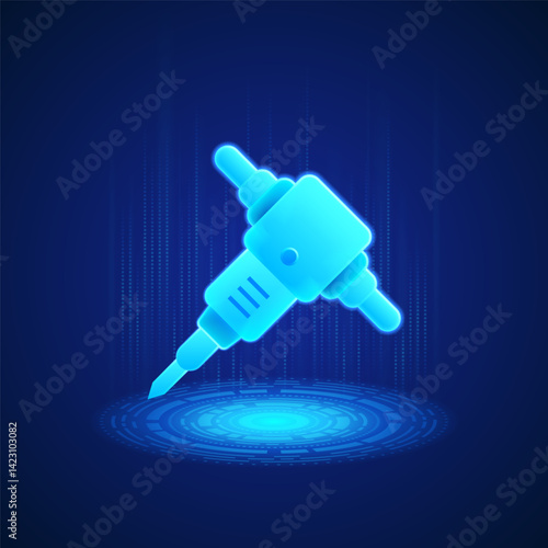 Industrial Jackhammer Icon symbolizing power, efficiency and strength in construction and demolition. Perfect for content related to industrial tools, heavy machinery and engineering projects