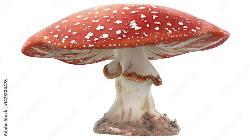 Obraz premium Realistic Red Capped Mushroom with Thick Stalk Transparent Background
