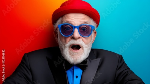 Grandfather in stylish outfit for a special day. Fashionable elderly man ready for a celebration..