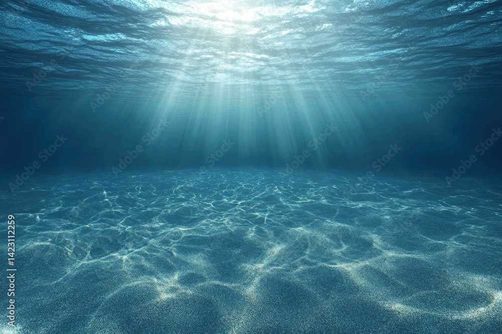 Underwater Scene with Sunlight and Sand Underwater Scene with Sunlight and Sand