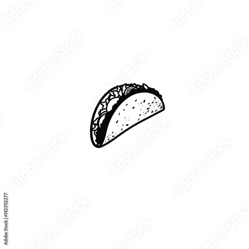 Taco mexican food silhouette on white background
