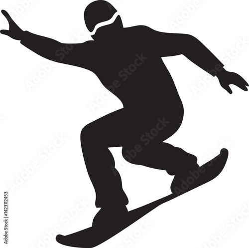 Silhouette of snowboarder performing jump winter sports extreme activity graphic element