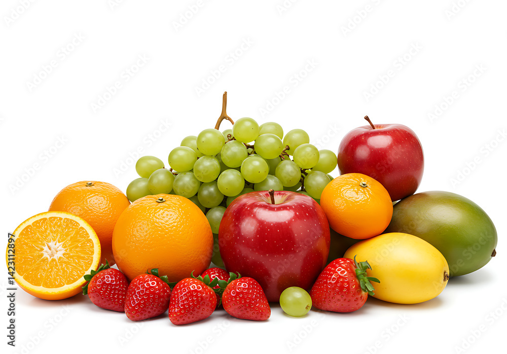 Fresh Fruit Bowl: Apples Oranges Grapes Strawberries Mango Fresh Fruit Bowl: Apples Oranges Grapes Strawberries Mango