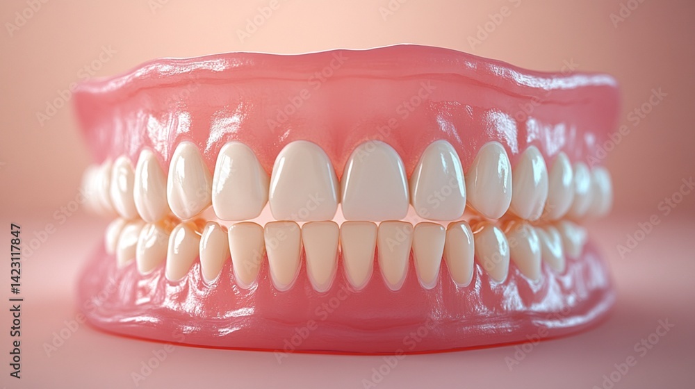 Obraz premium dentadure for a dentist, quality image with pink background