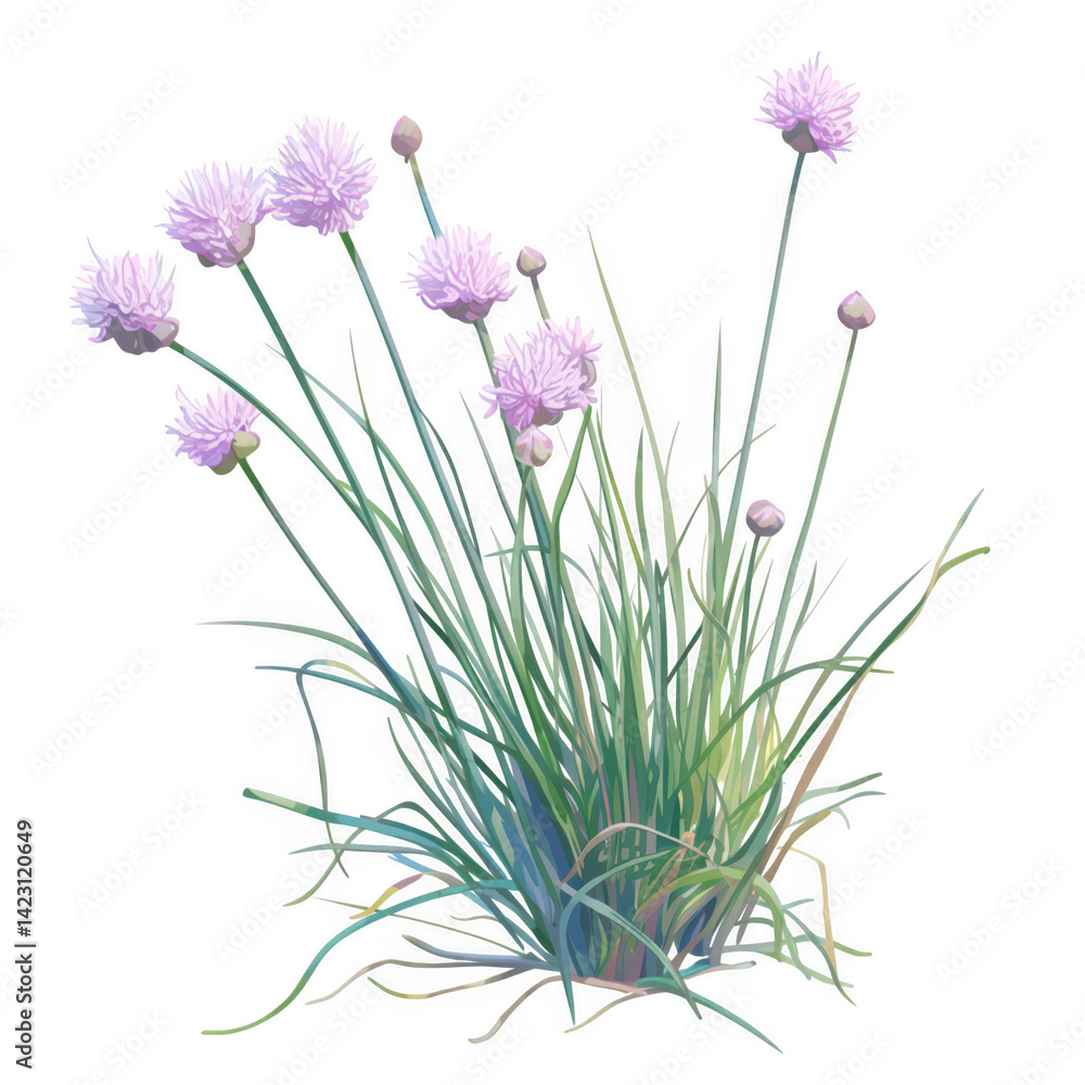 Fototapeta premium Fresh chives botanical art minimalist environment studio view