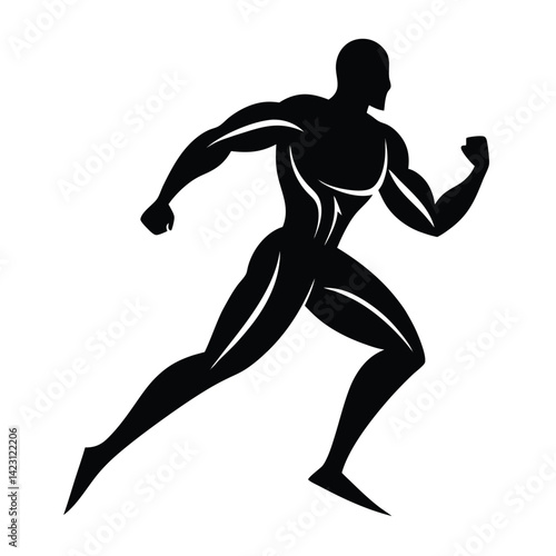 Athletic Human Body Silhouette Vector Icon