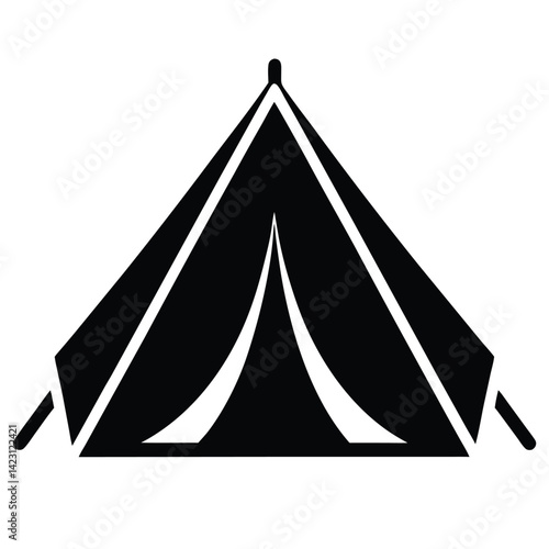 Camp Tent Silhouette Vector Icon Minimal Design