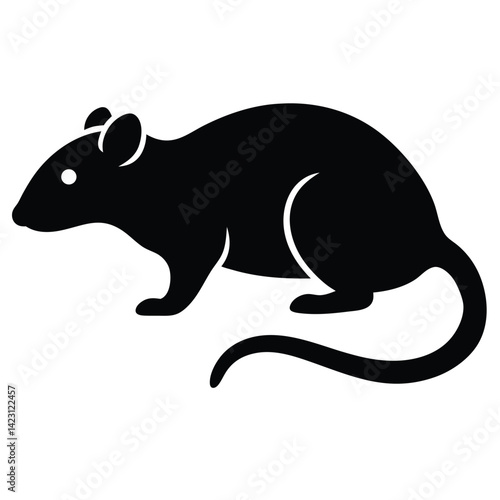 Rat Silhouette Vector Icon On White Background