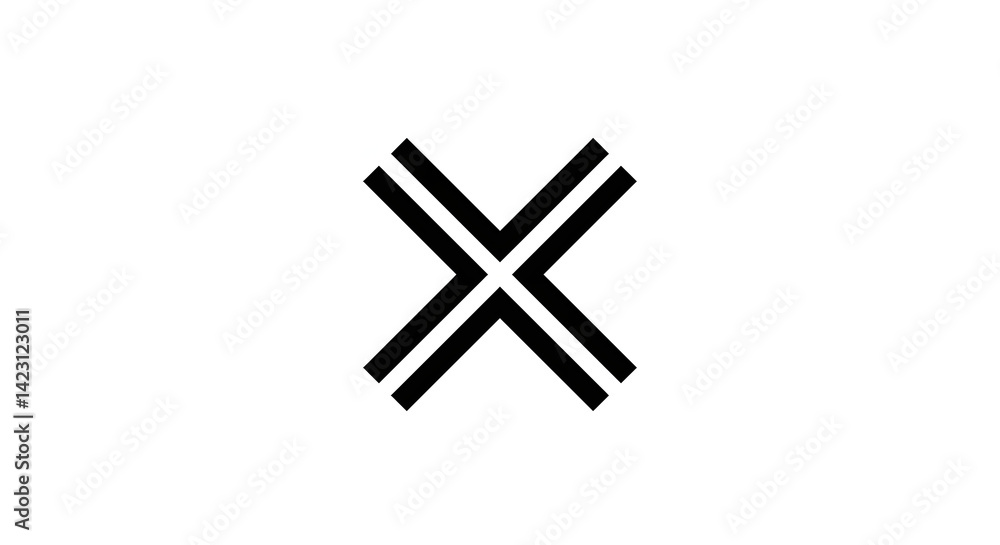 Fototapeta premium Black Double Line X Symbol on White Background Graphic Design