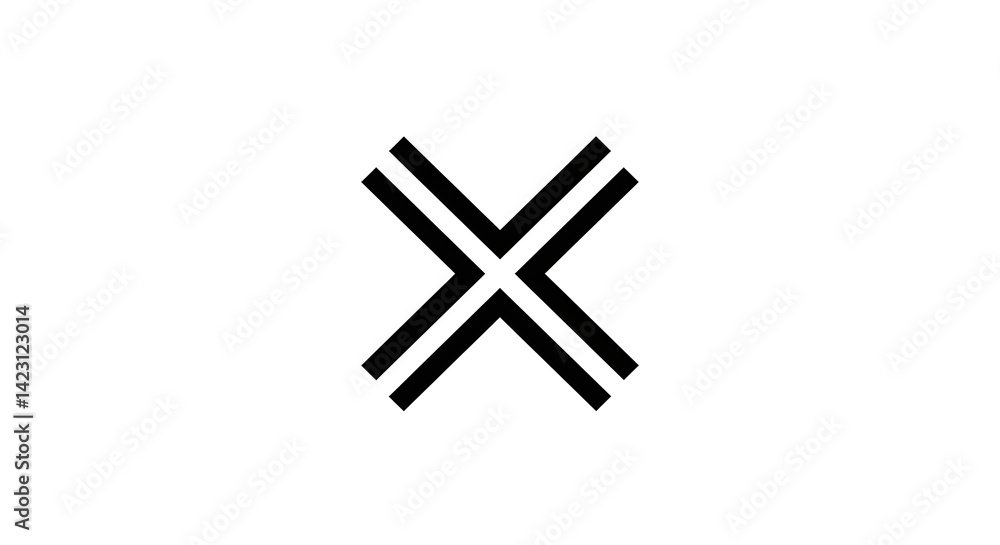 Obraz premium Black Double Lined 'X' Mark on White Background - Minimalist Design