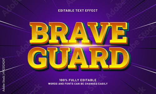 brave guard editable text effect with a hero and super text style