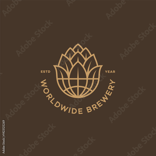 Globe hop brewery logo