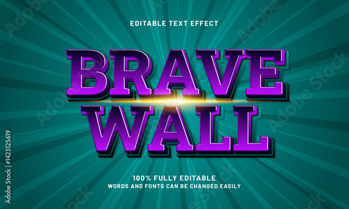 brave wall editable text effect with a hero and super text style