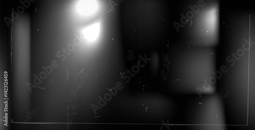 Old film grain light gradient frame. Camera noise filter. Abstract retro photo texture flare error effect background. Vintage screen with dust scratch. Blur black and white vector grunge backdrop.