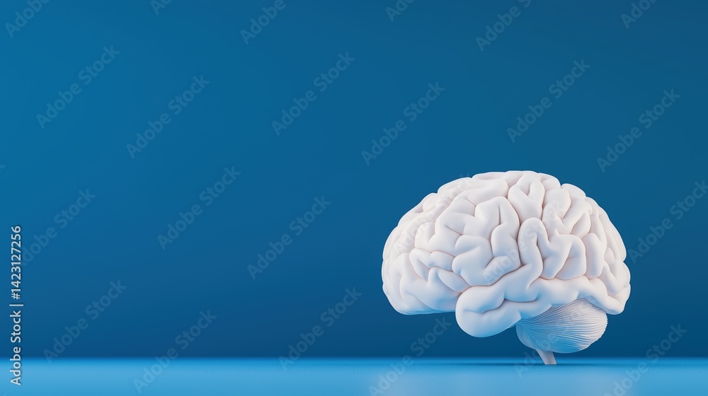 Detailed Model of a Human Brain in a Clean and Minimalist Design on a Blue Background for Educational and Creative Purposes Detailed Model of a Human Brain in a Clean and Minimalist Design on a Blue Background for Educational and Creative Purposes