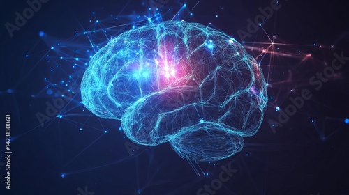 Wallpaper Mural Abstract digital brain neural network connections technology mind data blue dark lines future system Torontodigital.ca
