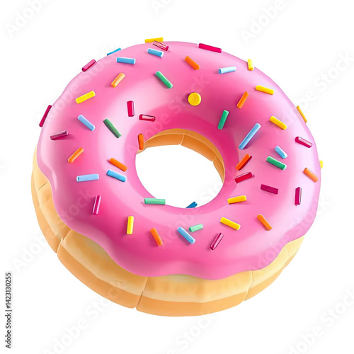 Inflatable Donut Pool Float with Pink Frosting and Sprinkles