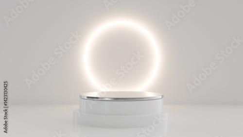 Blank podium display. Minimalist pedestal or showcase scene for present product and mock up. product display podium. 3d rendering geometric forms. 