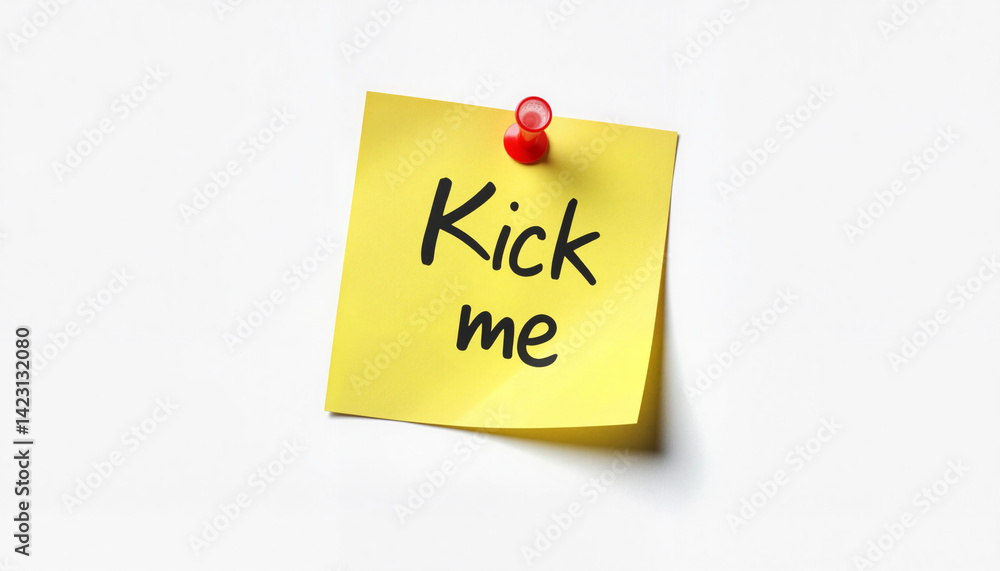 Yellow sticky note with Yellow sticky note with