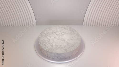 Blank podium display. Minimalist pedestal or showcase scene for present product and mock up. product display podium. 3d rendering geometric forms. 