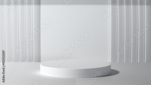 Blank podium display. Minimalist pedestal or showcase scene for present product and mock up. product display podium. 3d rendering geometric forms. 