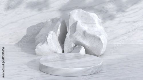 Blank podium display. Minimalist pedestal or showcase scene for present product and mock up. product display podium. 3d rendering geometric forms. 