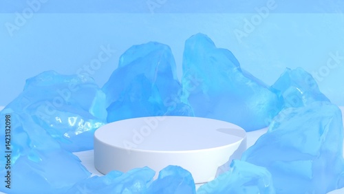 Blank podium display. Minimalist pedestal or showcase scene for present product and mock up. product display podium. 3d rendering geometric forms. 