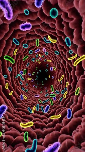 Colorful microbiotic tunnel animation