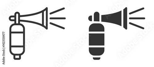 Vector icon of loud air horn with sound lines.