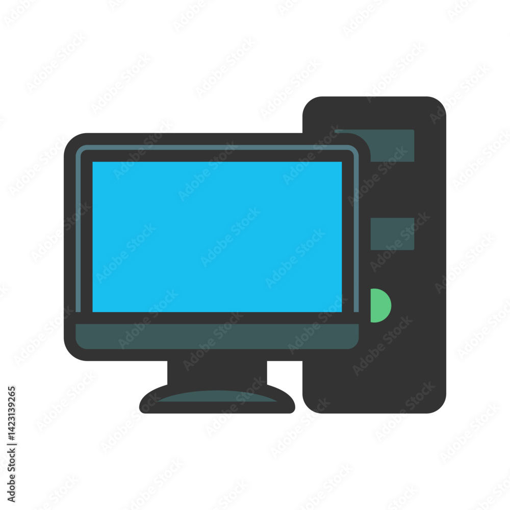 Desktop Computer icon vector image. Suitable for mobile apps, web apps and print media. Desktop Computer icon vector image. Suitable for mobile apps, web apps and print media.