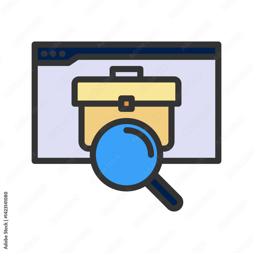 Job Search icon vector image. Suitable for mobile apps, web apps and print media. Job Search icon vector image. Suitable for mobile apps, web apps and print media.