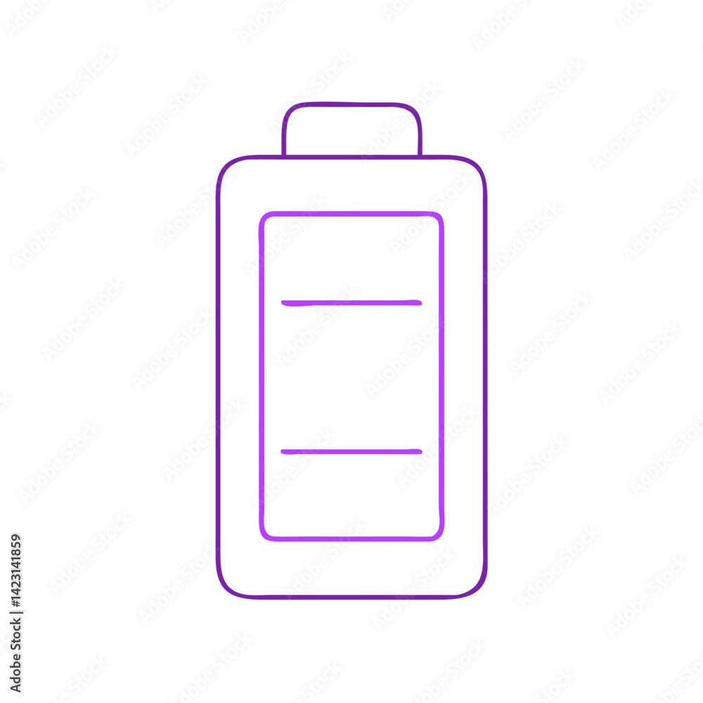 Battery icon outline design in purple Battery icon outline design in purple