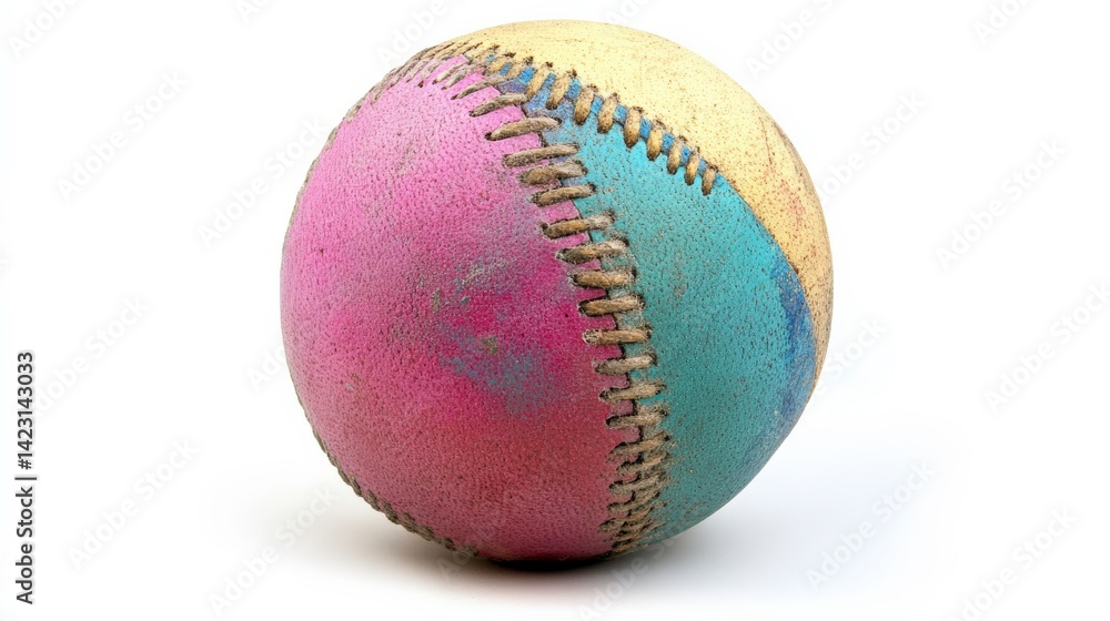Colorful Ball with Stitching on Isolated White Background