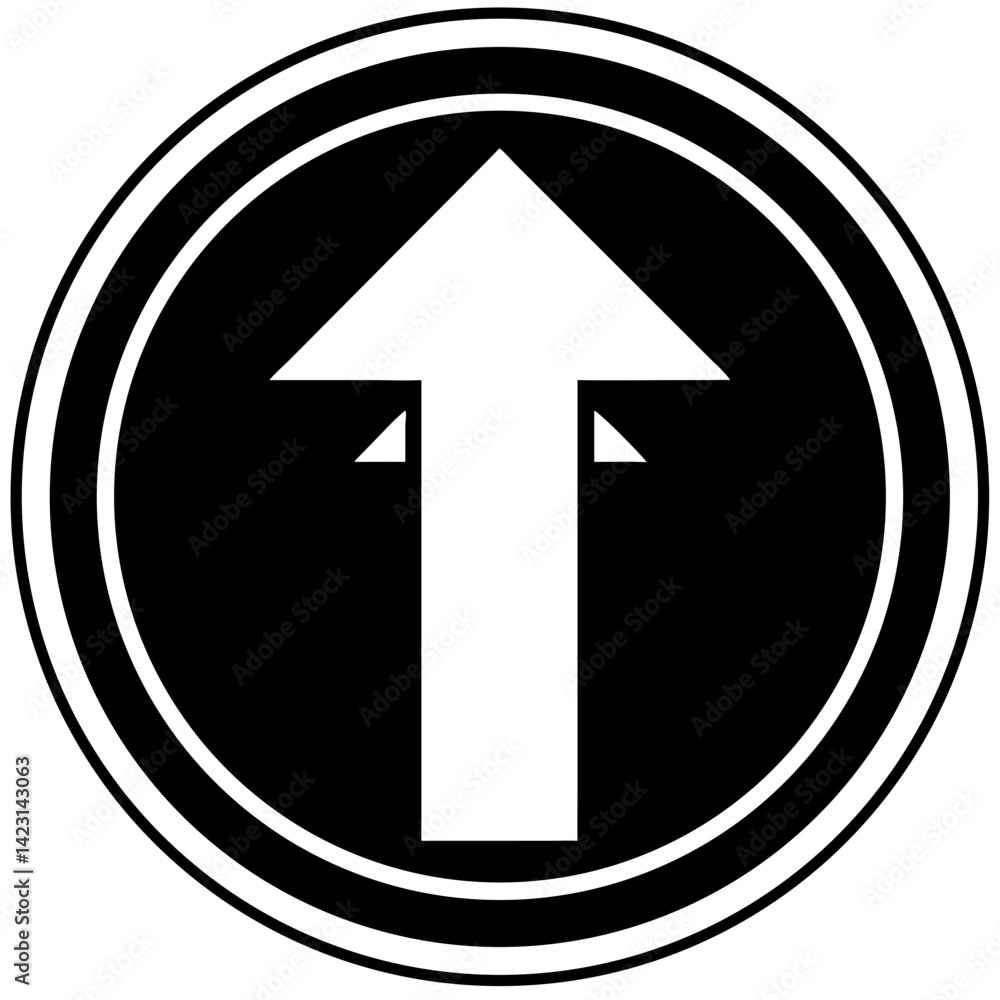 Arrow Icon Indicating Upward Movement in Black and White Arrow Icon Indicating Upward Movement in Black and White