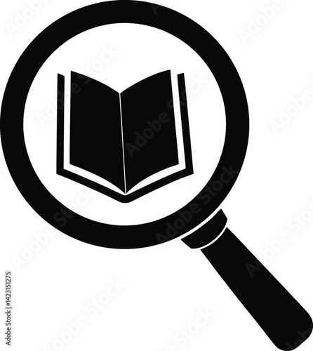 Magnifying Glass with Open Book Icon