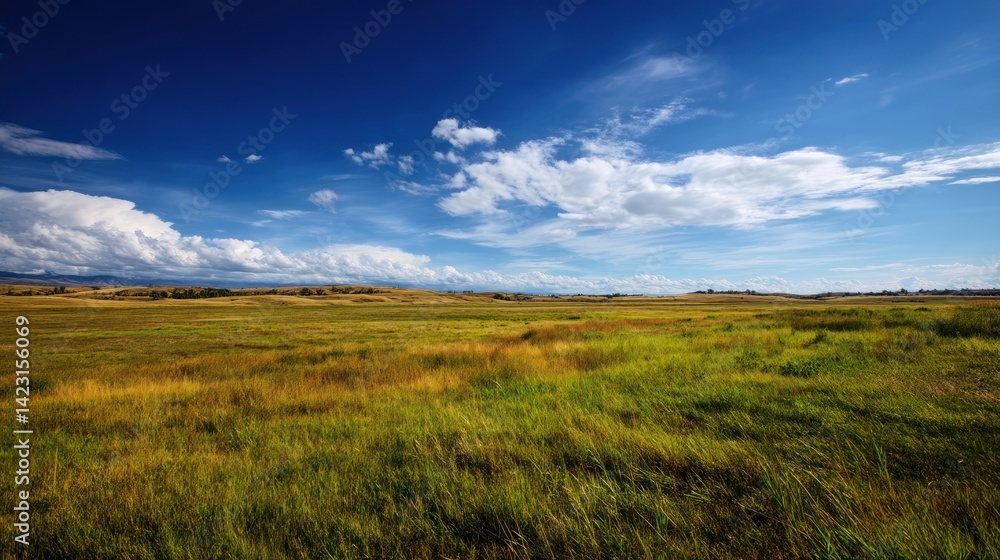 A picturesque view of a vast green field under a bright blue sky with scattered clouds. Perfect for nature and outdoor themes. A picturesque view of a vast green field under a bright blue sky with scattered clouds. Perfect for nature and outdoor themes.