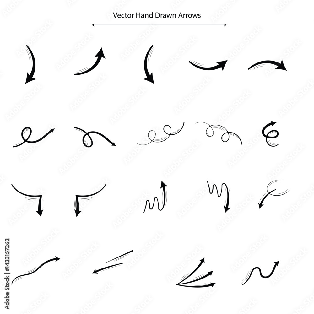 Fototapeta premium Hand-drawn creative arrow design collection
