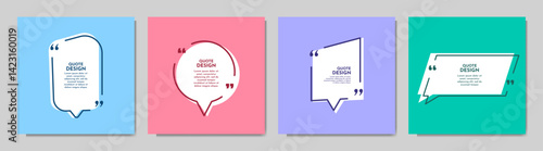 Vector illustration. Decorative backgrounds set. Design for business card, promotion, social media template, web banner, blog post. Text bubble. Modern minimalist 3d style. Linear frame with text