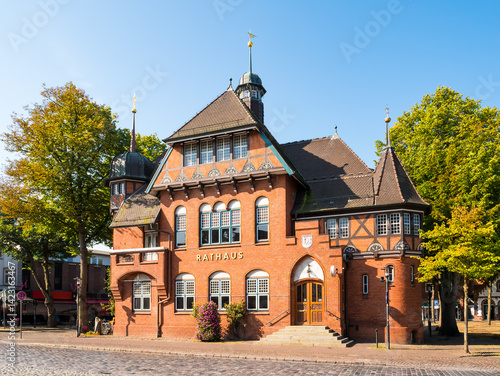 Town hall in Burg auf Fehmarn, Schleswig-Holstein, Germany, neo-Gothic red brick Gründerzeit architecture on market square