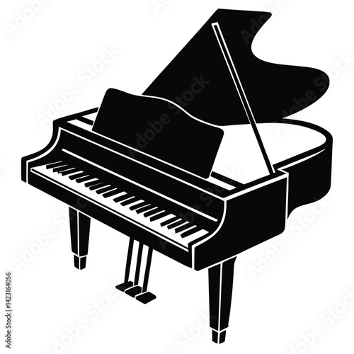 piano silhouette vector art logo icon illustration
