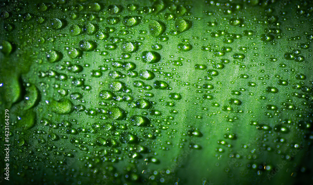 Green leaf with water drops, selective focus with shallow depth of field. Green leaf with water drops, selective focus with shallow depth of field.