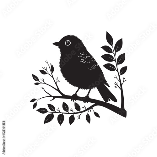 Bird silhouette on branch
