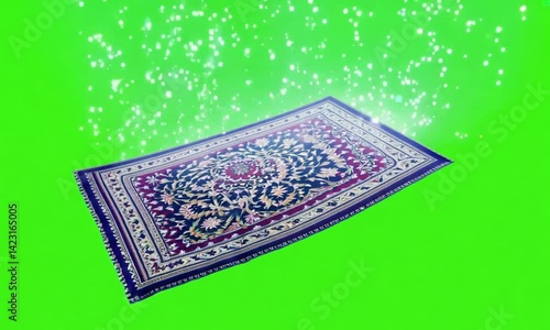 A flying magic carpet on green screen. 