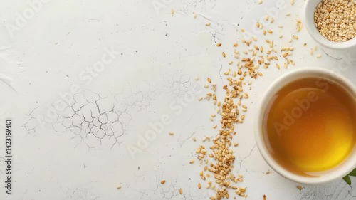 sesame essential oil. Selective focus