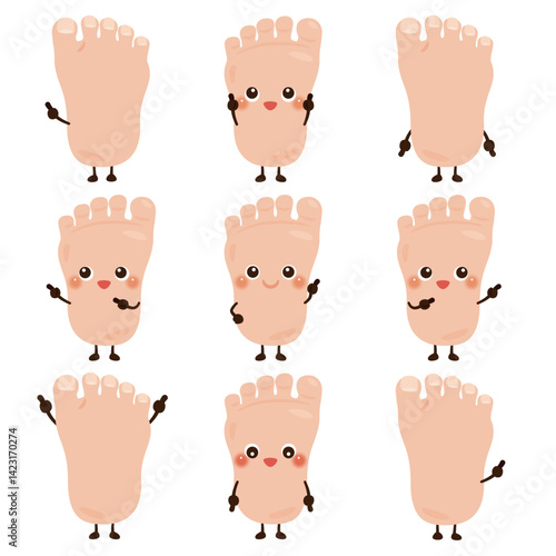 指さしをする足のキャラクターセット