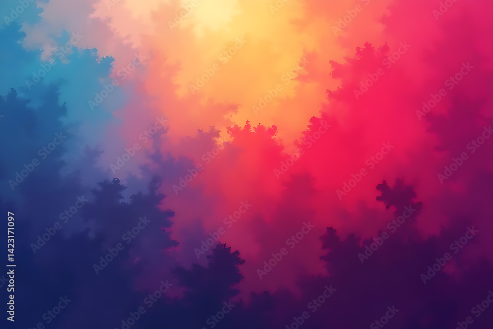 Naklejka premium Abstract colorful texture of sky and fire clouds with light blue and orange hues